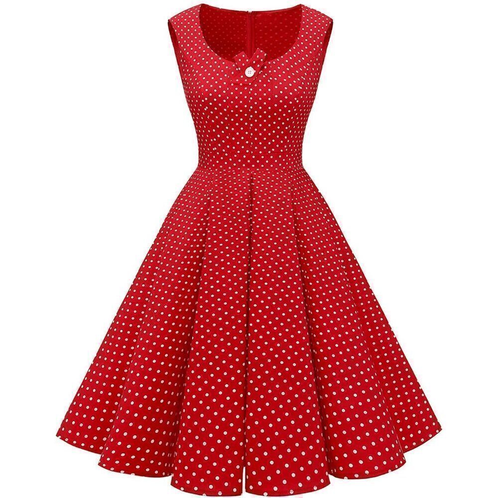 ❤️ Pinup 1950s Retro Red Polka Dot Disney Minnie Mouse Dress S, XL NWT